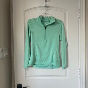 Sporty Mint green half zip pullover top